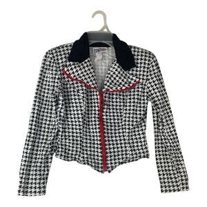 Disorderly Conduct size 3/4 XS small vintage houndstooth blazer jacket black whi